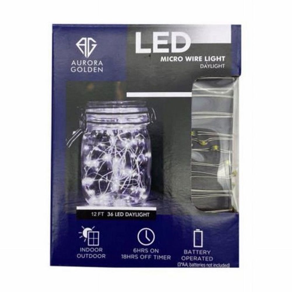 NIB Aurora Golden 12 ft LED Micro Wire String Lights Battery | Indoor Outdoor
